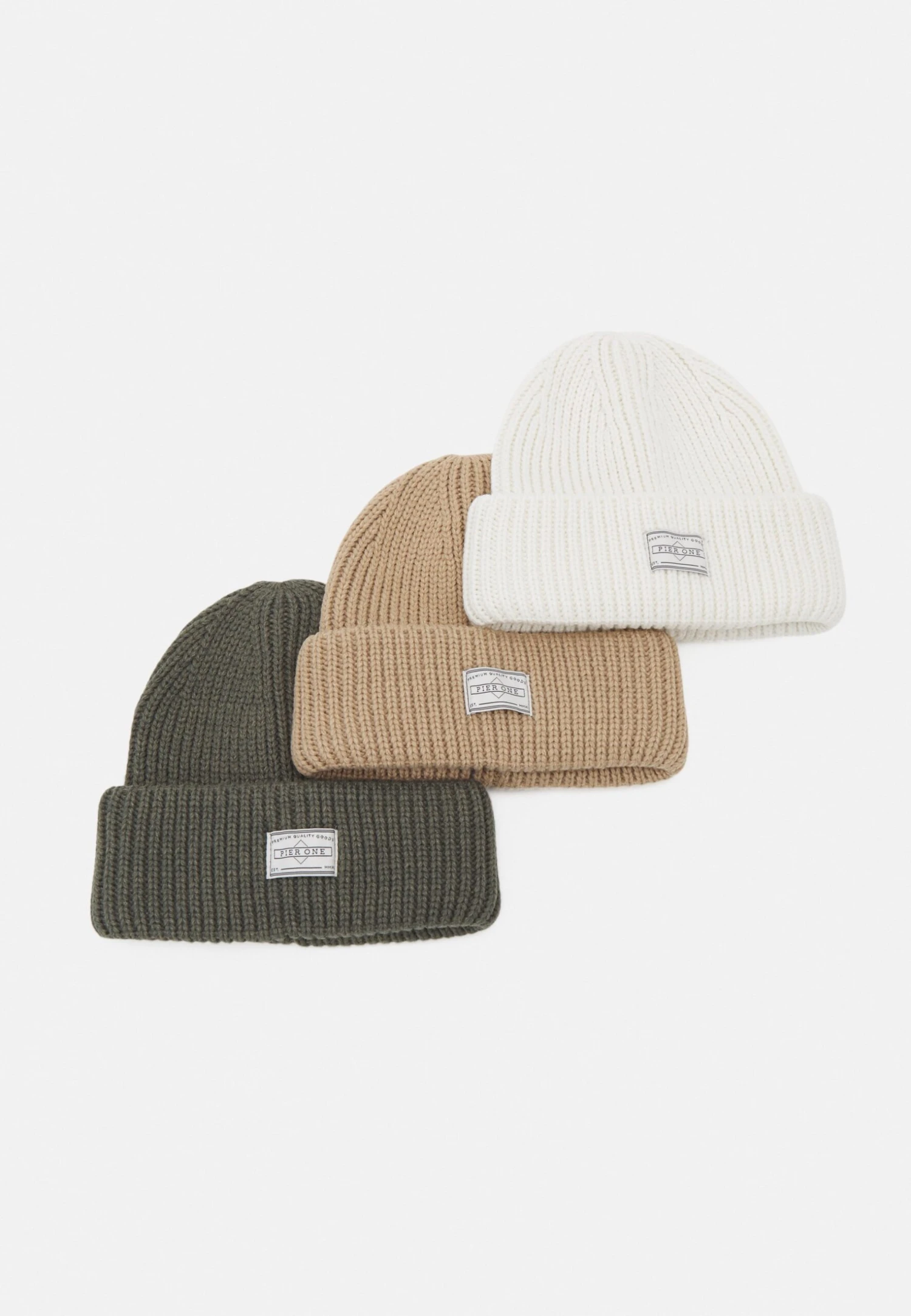 Pier One Unisex 3 Pack - Gorro - Beige/Green/White 1 Pier One Unisex 3 Pack - Gorro - Beige/Green/White