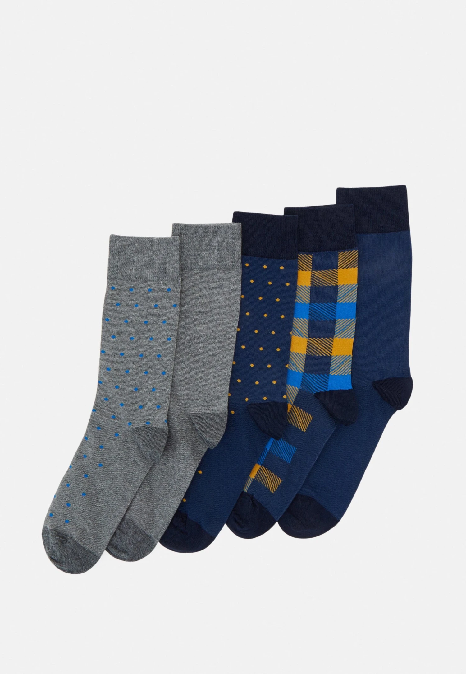 Pier One 5 Pack - Calcetines - Yellow/Dark Blue/Grey 1 Pier One 5 Pack - Calcetines - Yellow/Dark Blue/Grey