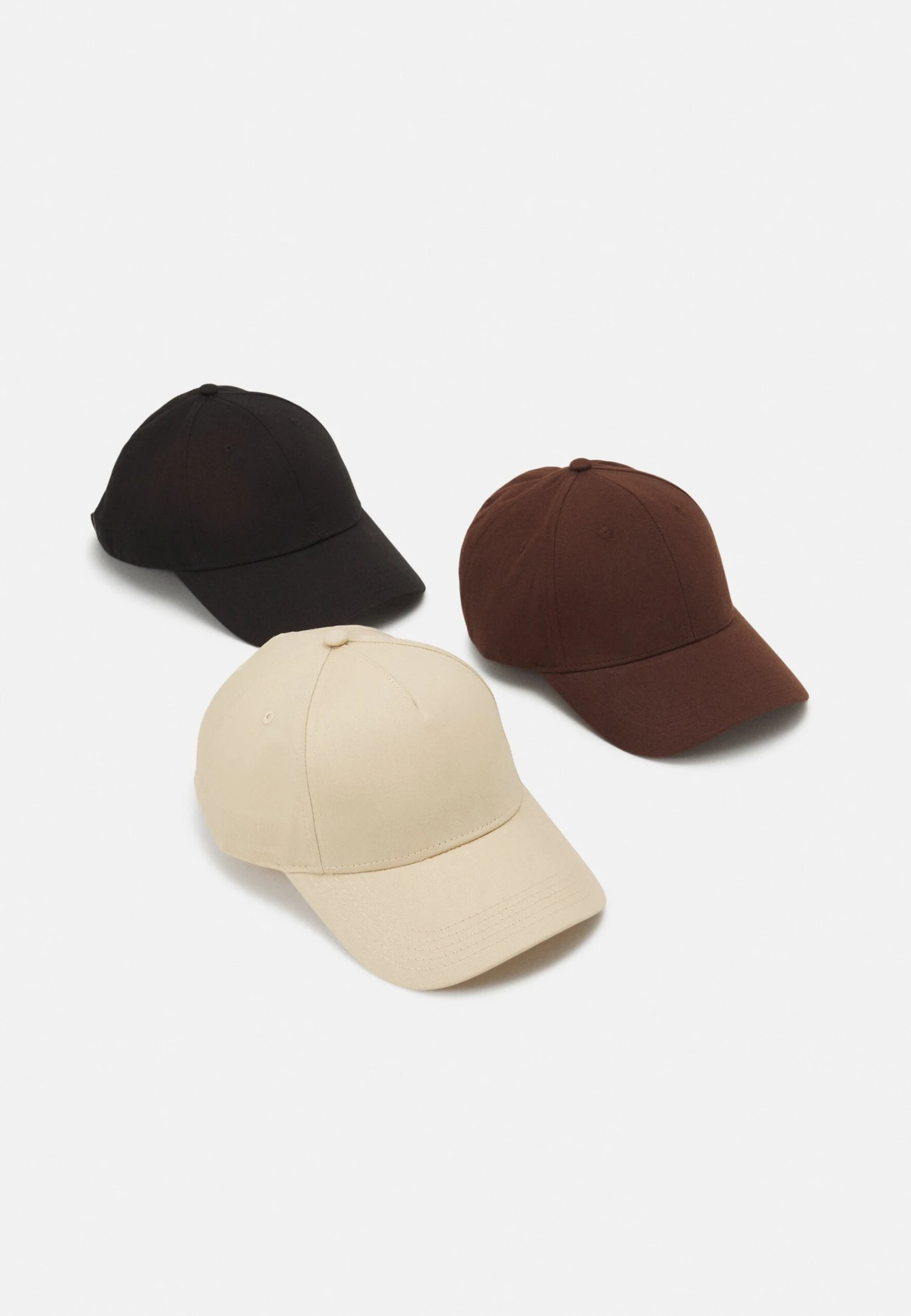 Pier One Unisex 3 Pack - Gorra - Black/Dark Brown/Beige 1 Pier One Unisex 3 Pack - Gorra - Black/Dark Brown/Beige