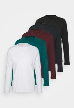 Pier One 5 Pack - Camiseta De Manga Larga - White/Dark Blue/Black -Pier One d83220e9e54d43fcb8998bbd6af96e96